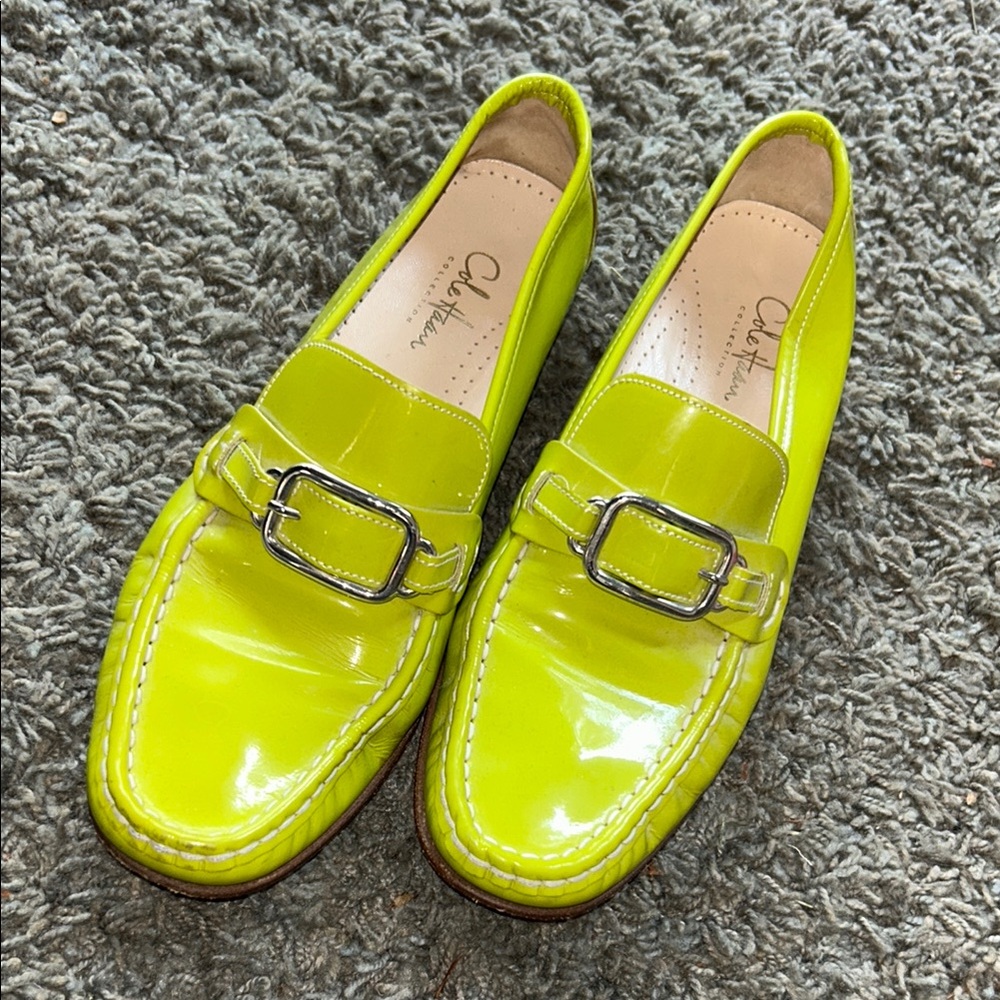 Cole Haan Neon Green Patent Loafers